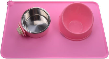 Dog Food Mat, Silicone Dog Cat Bowl Mat, Non Slip Pet Feeding Mat Waterproof Dog Placemat for Small Animals